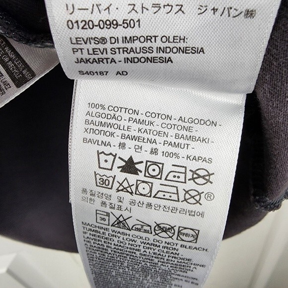 Levis Sleeveless TShirt Top Water Less Grey Charcoal Cotton Graphic Print Tank M - Picture 6 of 10